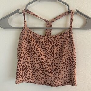 Beyond Yoga Slim Racerback Cropped Tank Cheetah Print
